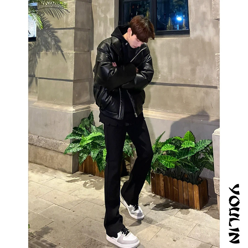 

Мужские джинсы American Vibe прямого кроя, облегающие, эластичные, чисто черные, в стиле High Street, молодежные, повседневные, из смесового хлопка и полиэстера