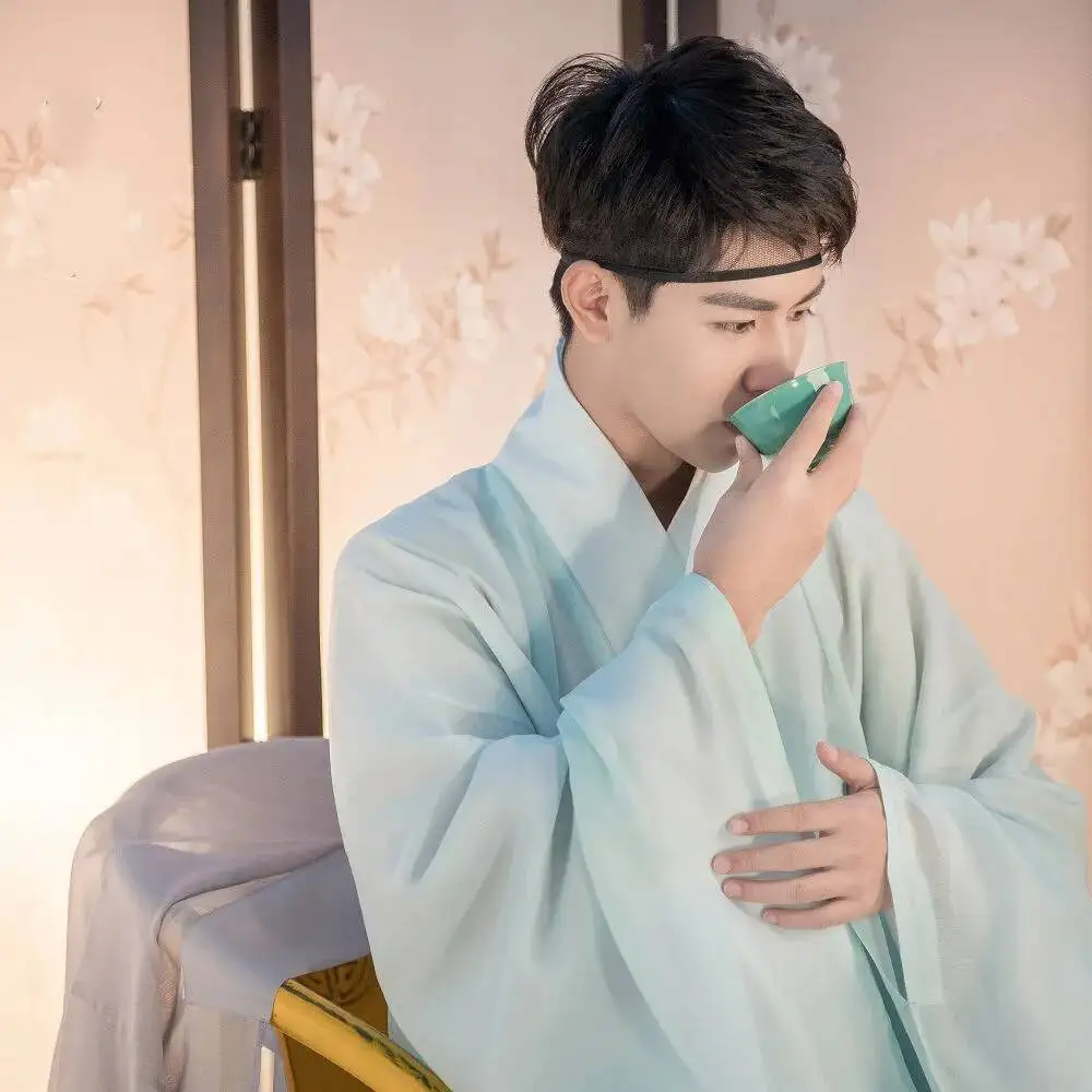 Men's Ming Dynas Hanfu Costume Set Student Casual Wear Pure Color Summer Faion Traditional Chinese Clothing Fairy Aosphere