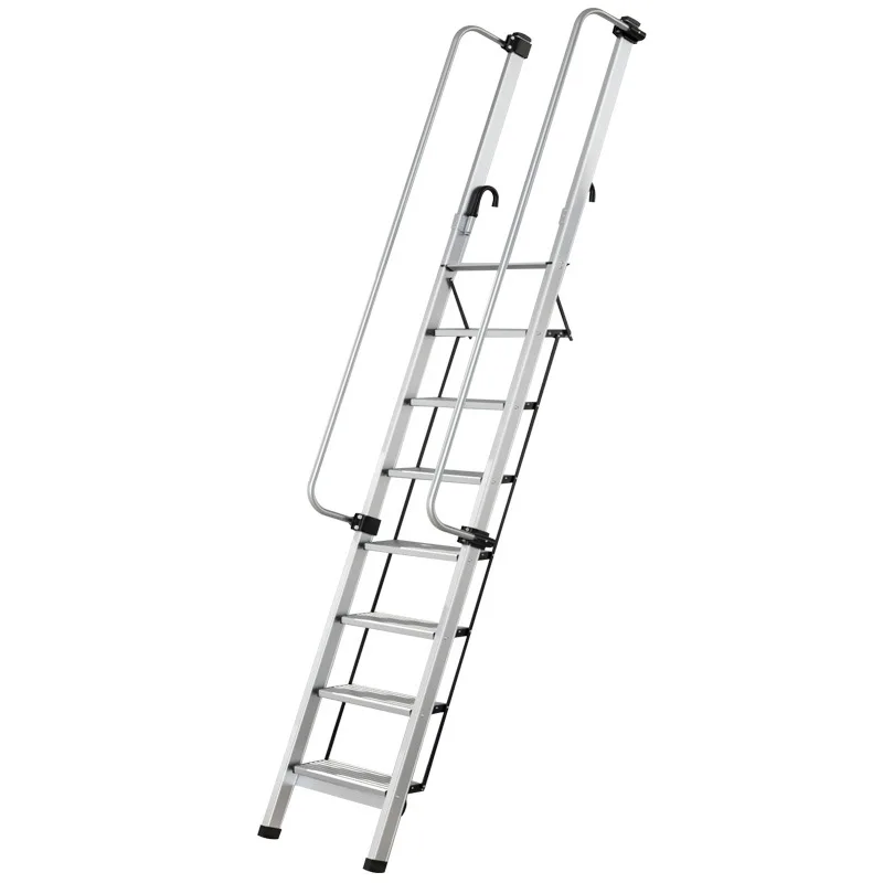 

Concept Aluminum Stairs Indoor Household Tread Retractable Ladder Folding Convenient Handrail Climbing Ladder Attic Ladder