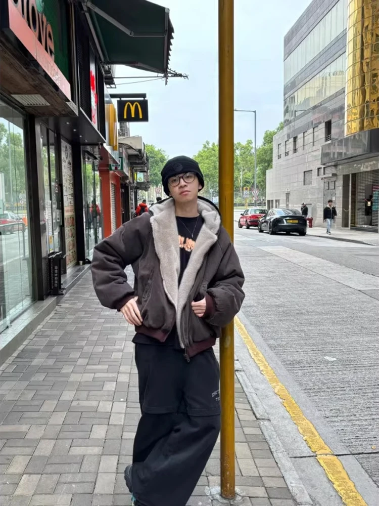 ملابس كابتشينو بغطاء للرأس على الوجهين وياقة من الفرو الصناعي من القطن Jaet للرجال والنساء شتاء دافئ للشباب Faion Stan... #2