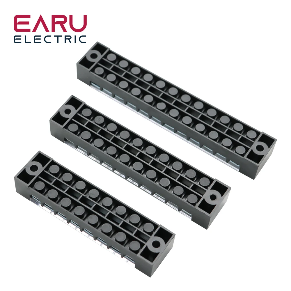 15A 600V Dual Row Barrier Screw Terminal Block Wire Connector TB Series 3 4 5 6 8 10 12 16 20 Positions Ways Factory Wholesale