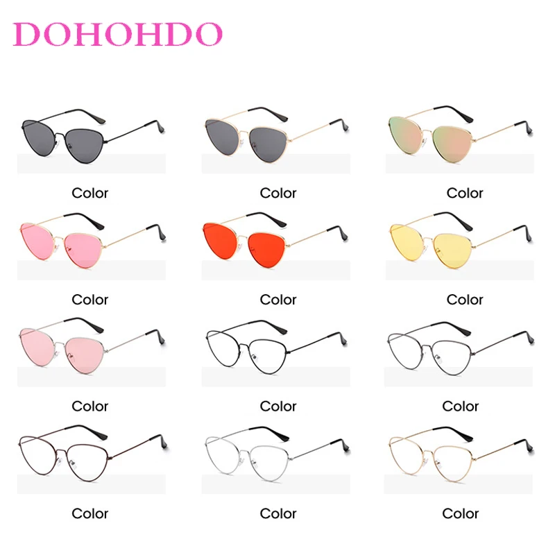 Senior Metal Cat Eye Sunglasses Women Men Trend Luxury Brand Designer Vintage Punk Personality Travel Driving Sunglasses UV400