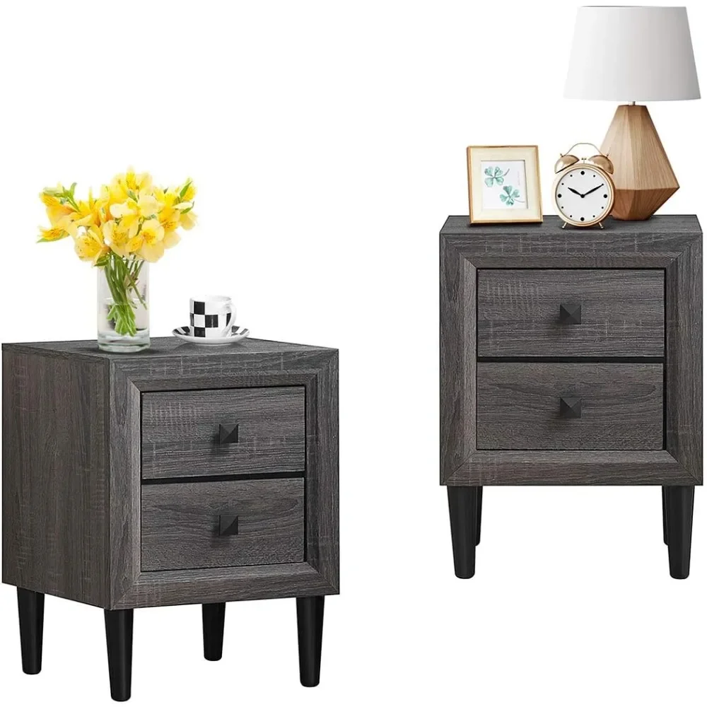 

Nightstand with Drawer Fully-Assembled Drawer Bedside Tables with Solid Wood Legs for Bedroom Modern Night