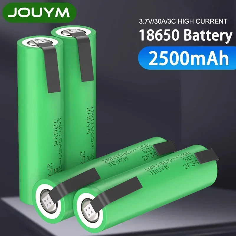 2500mAh 18650 Rechargeable Lithium Battery INR18650 25R 3.7V High Discharge 30A Power Cell (Welding Nickel)