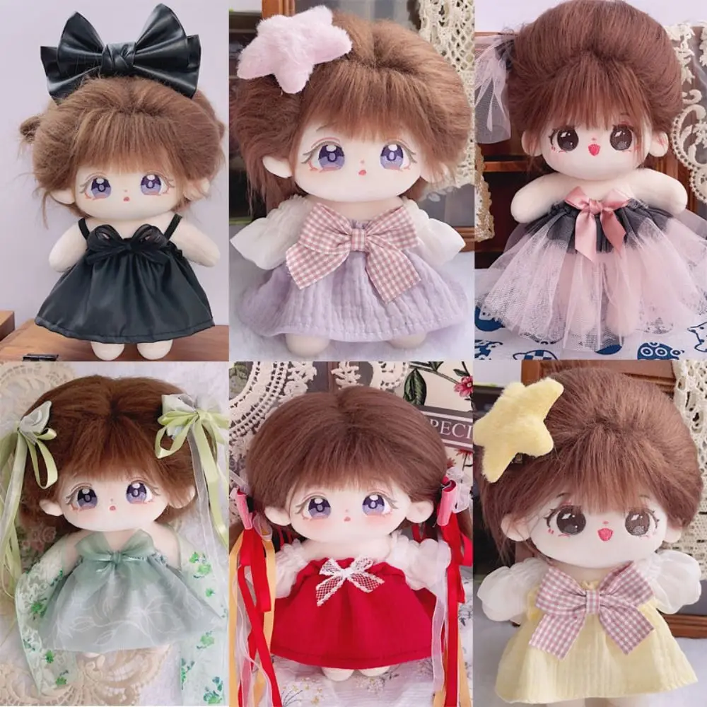 For 10/20cm Cotton Doll Princess Dress Plush Dolls Clothes Accessories Dresses Skirt with Headclip Decoration Dolls Accessories