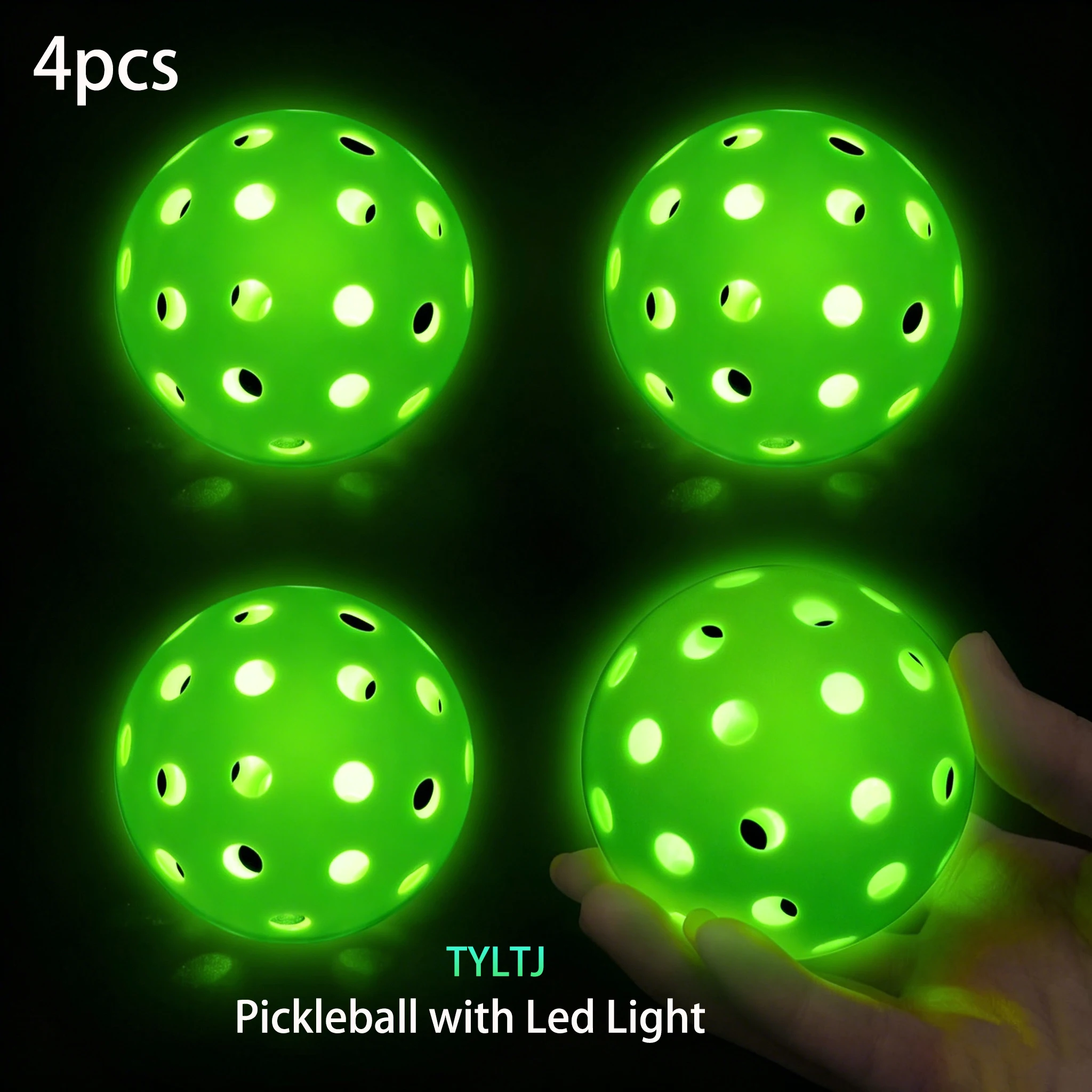 

4pcs LED Light Pickleball 40 Holes 74mm Ball, Glow in The Dark Pickleball for Outdoor Night Training, Gift for Pickleball Lovers