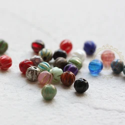 DIY Supply-10 Pieces Czech Aged Glass Finding Melon Spacer Beads - Varies Colors - 4mm (NVA-8)