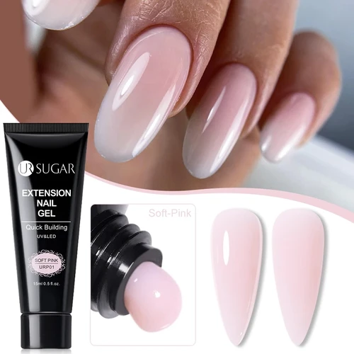 UR SUGAR-esmalte de uñas en Gel, extensión de 15ml, camuflaje, color rosa desnudo, semipermanente, UV, Gel duro, barniz acrílico para prolongar los dedos