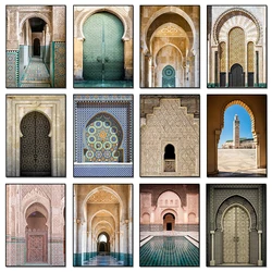 Morocco Door Arabic Decorative Paintings Architecture Canvas Posters Islamic Wall Art Pictures Prints for Living Room Home Decor