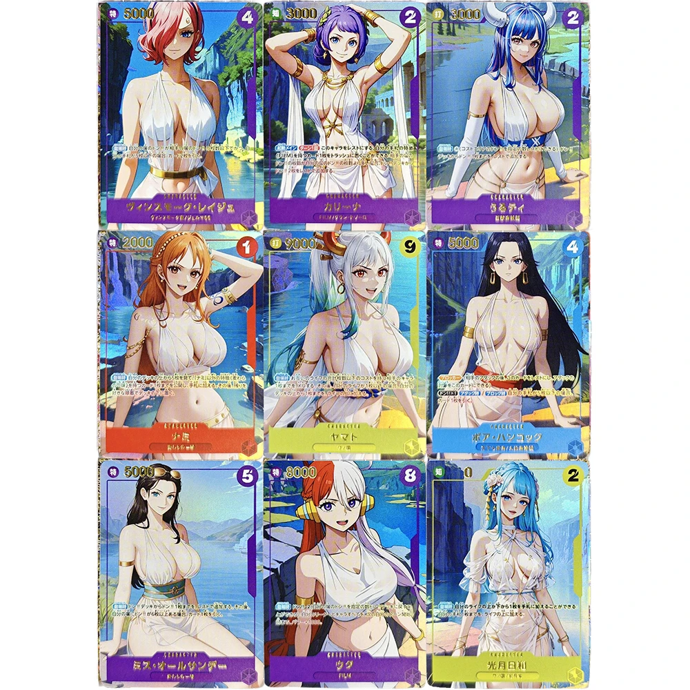 9 pz/set Anime One Piece DIY ACG Perona Nico Nami Reiju Robin Boys Battle Game Toys carte da collezione regali di compleanno di natale