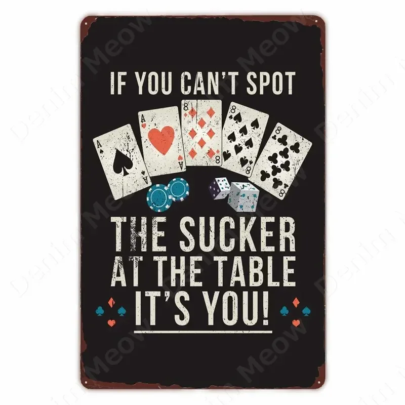 Vintage Metal Aluminum Signage Fun Poker Art Poster, Poker Repetitions, Bars, Cafes, Homes, Casinos, Wall Decorations