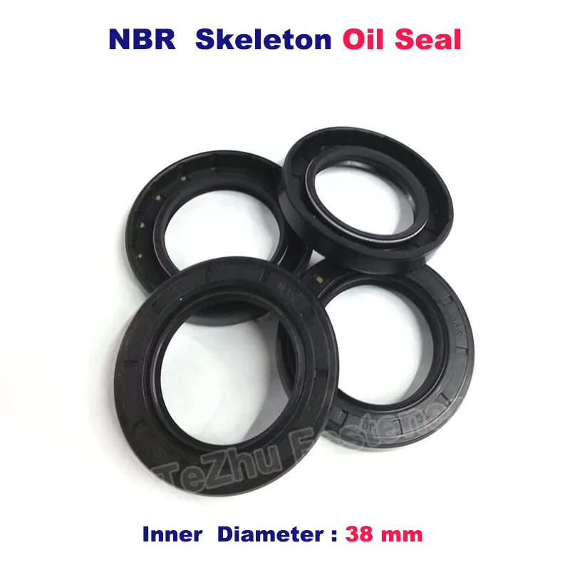 

ID 38mm Black Skeleton Oil Seals Ring TC/FB/TG4 NBR Rotary Shaft Gasket Nitrile Double Lip Seal Shaft Gasket Oil Seal Spring