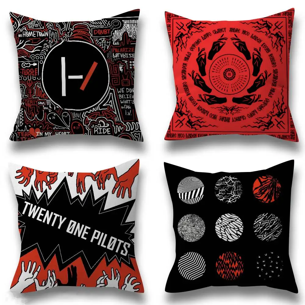 Beliebtes T-Twenty One Pilot Band Kissen Geschenke Heim- und Büroausstattung Schlafzimmer Sofa Auto Kissenbezug 45x45cm