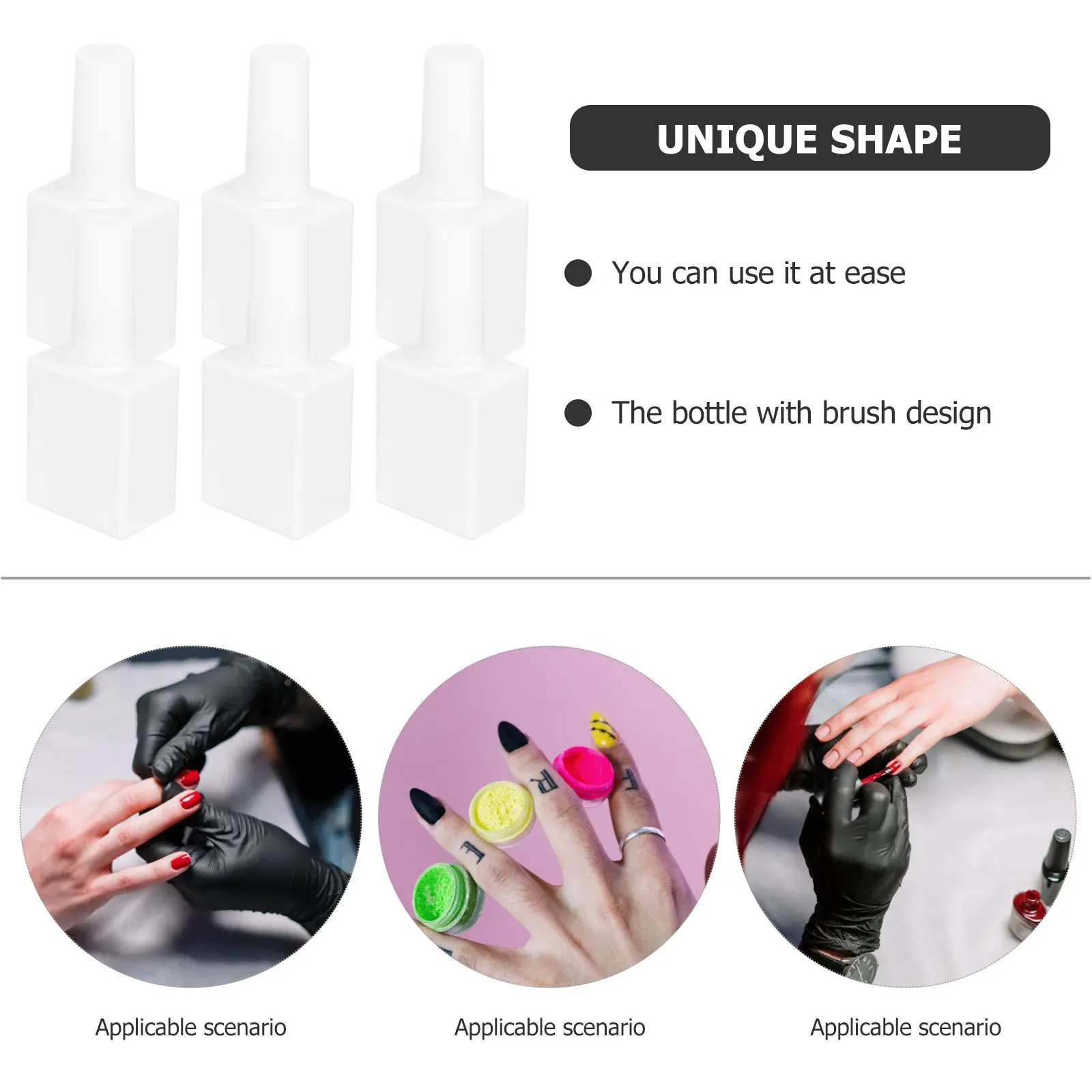 

6Pcs Empty Nail Polish Bottles Brush Design Portable Reusable Holders for Art Storage Empty Nail Polish Bottles