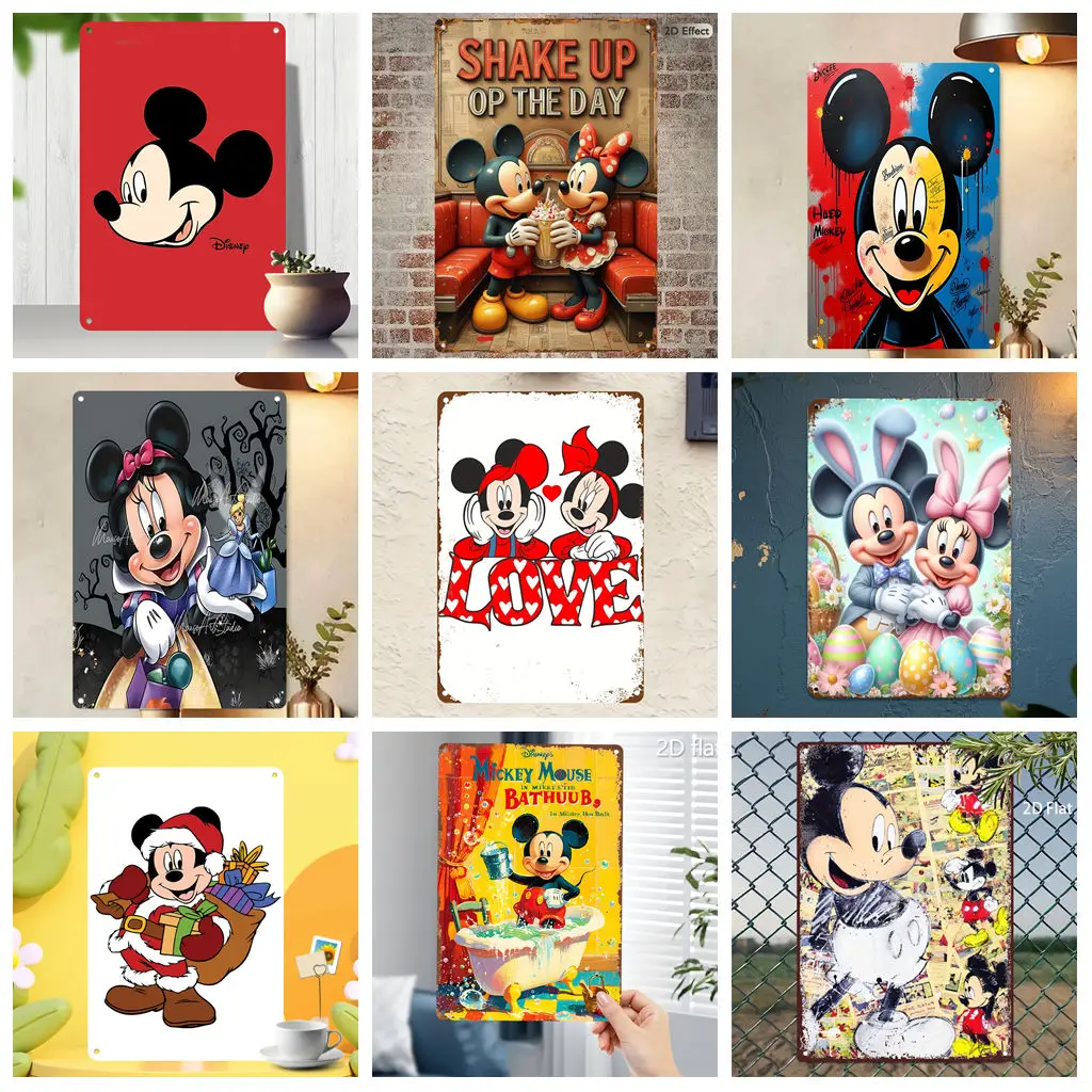 

Miniso Mickey & Minnie Romantic Theme Decor Metal Signs Tin Signs Captain Poster Decor for Bar Pub Club Man Cave Wall Decoration