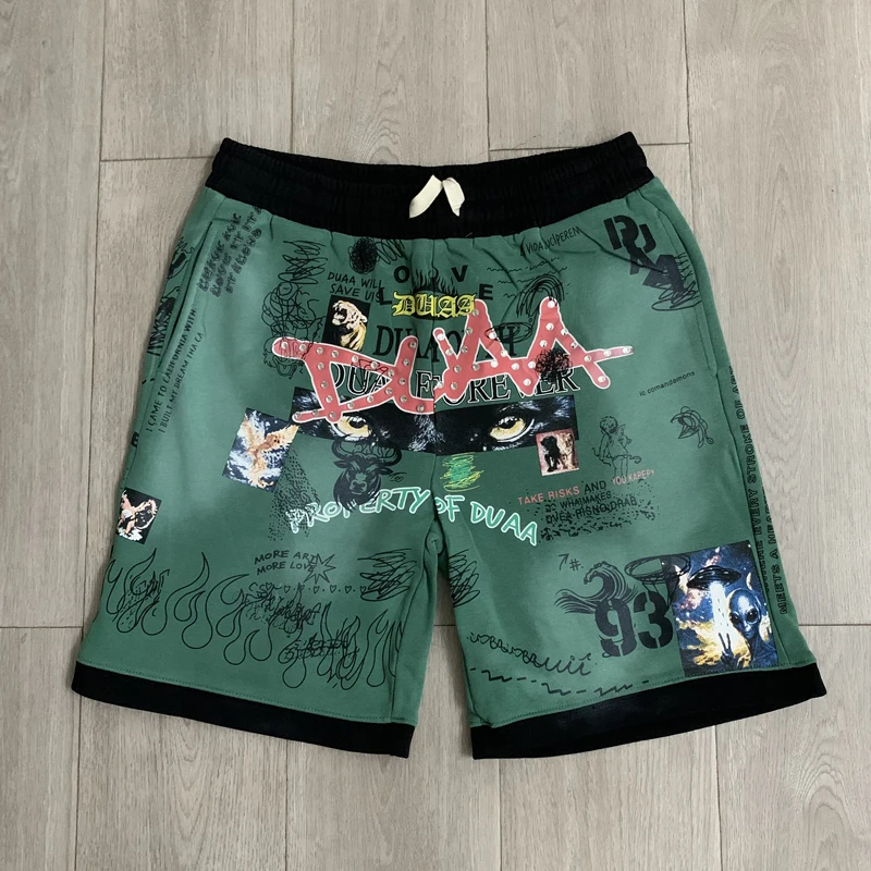 2027 Spring Summer European American Street Trend Brand Hot Diamond Duaa Shorts Graffiti Pattern Casual Pants