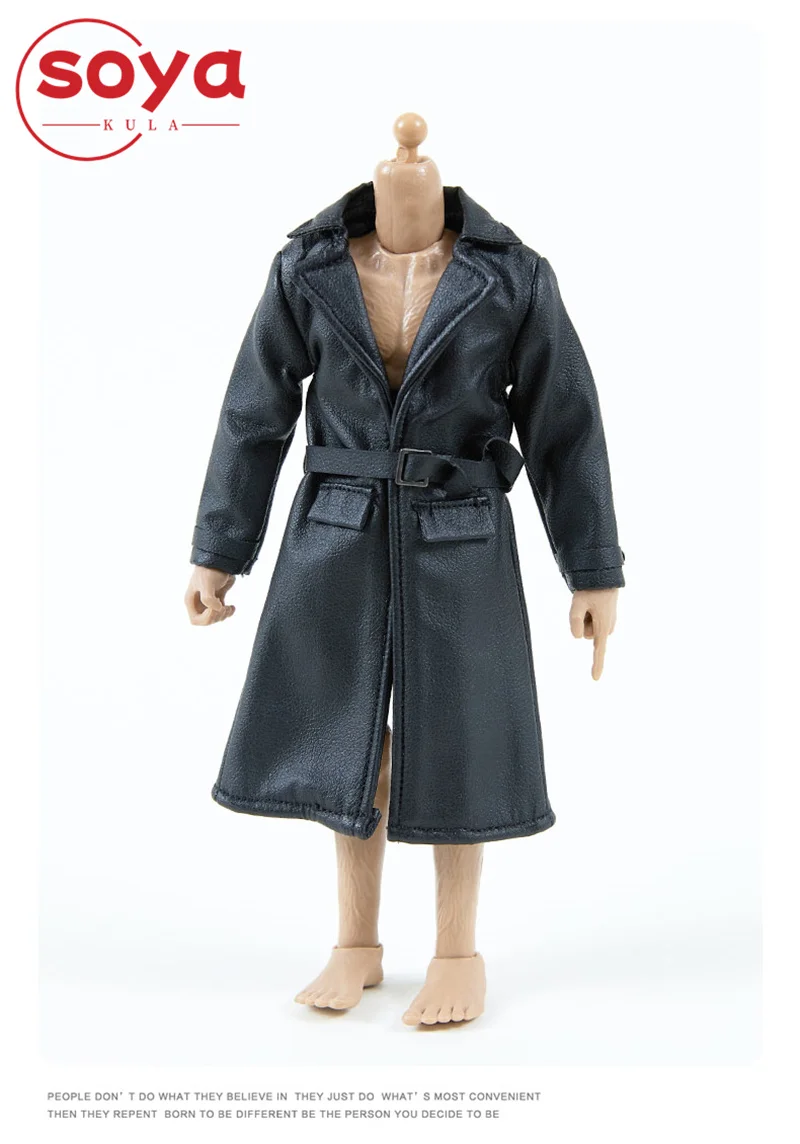Veste en cuir mi-longue, manteau coupe-vent, vêtements, modèle adapté à une figurine de soldat masculin de 6 pouces, poupées corporelles, échelle 1/12