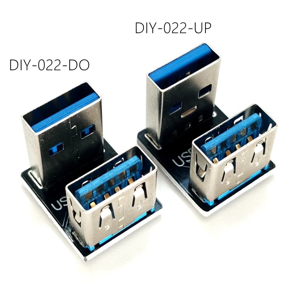 Power Bank 180 องศา USB 3.0 อะแดปเตอร์ชาย - หญิง, การ์ดเครือข่ายมือถือ, หัวต่อ USB รูปตัว U, โค้งมุม 3.0