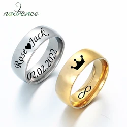 Nextvance Engraved Name Date 8mm Width Stainless Steel Rings Custom Hiphop Rock For Man Anniversary Jewelry Gifts Drop Shipping