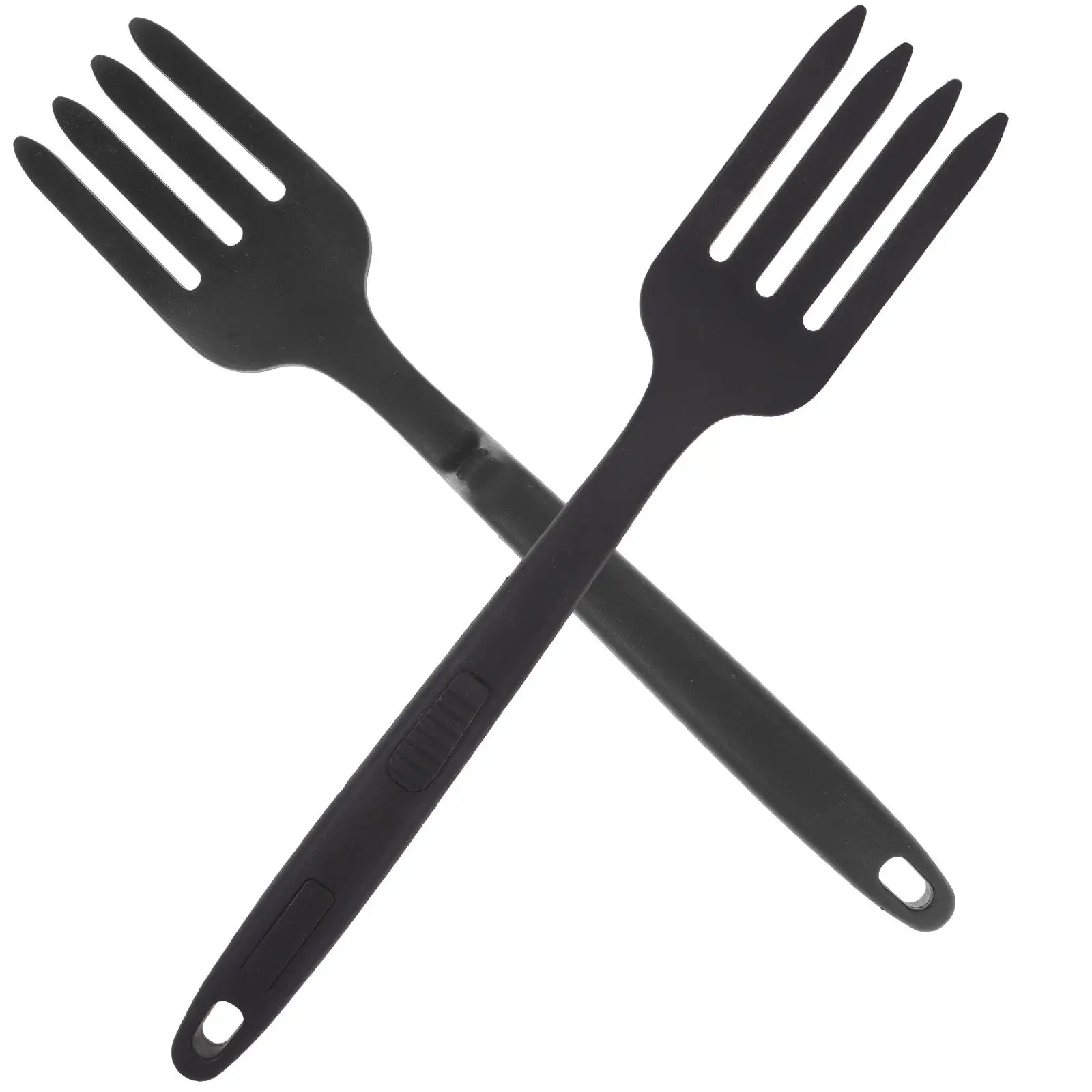 

2pcs Black Silicone Cooking Fork Pasta Fork Ergonomic Design Smooth Edge Kitchen Tool For Camping Home Restaurant