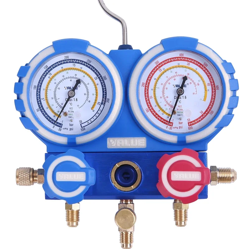 Collision resistant fluorinated gauge VMG-2-R410A air conditioning dual gauge set refrigerant snow type pressure gauge