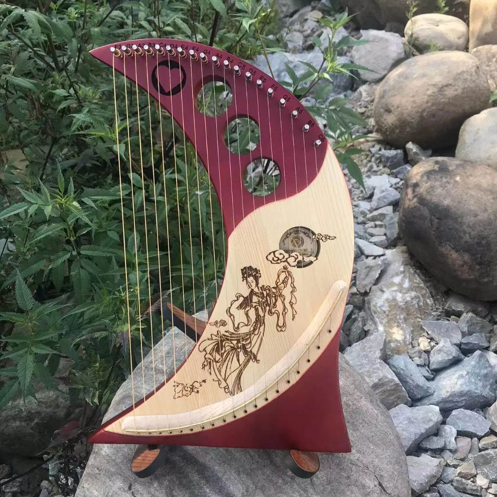 Vintage Solid Wood 19/24 Strings Lyre Harp Sound Healing Handmade Harp Meditation Professional Performance Musical Instruments