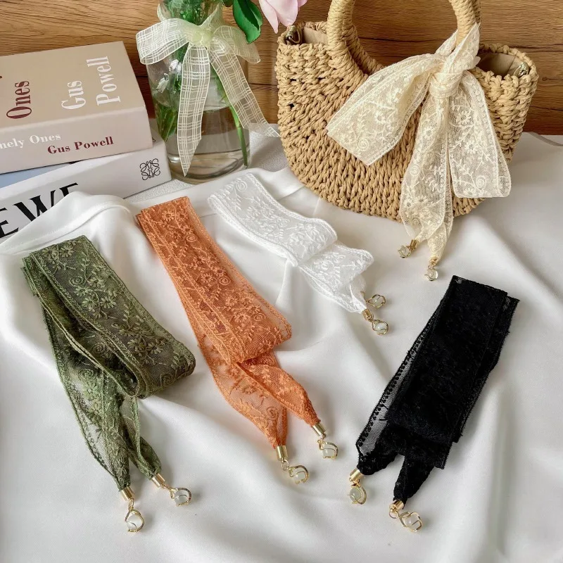 

2025 New Daisy Lace Belt Women's Versatile Hair Tie Bag Decoration Silk Scarf Headband Long Thin Pendant