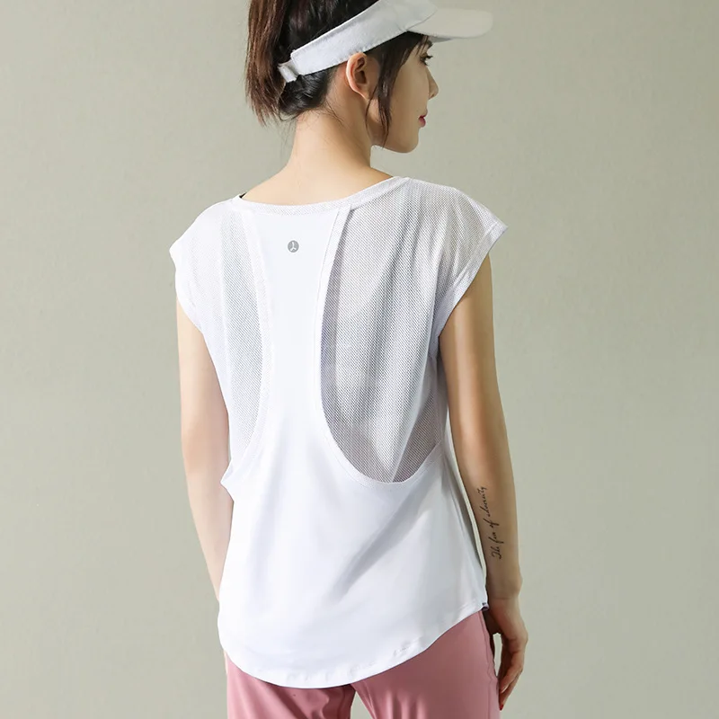 Women Yoga Shirt Mesh Loose Short Sleeves T Shirt Female Summer Fashion Sports Fitness Workout Yoga Tops Women Clothing