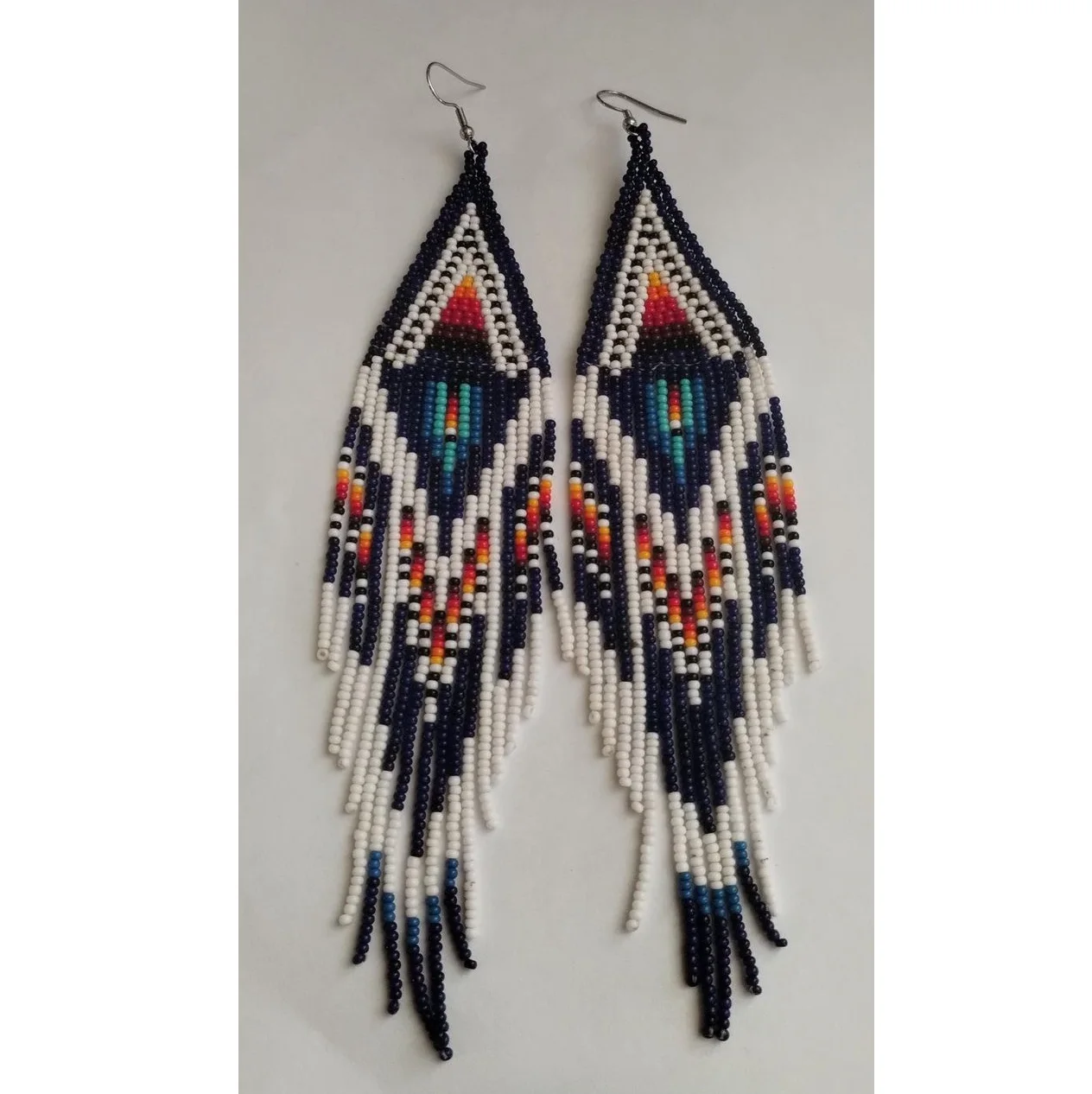 ZGMXR Rice bead earrings Fashion Geometry Simple Hand-woven Alloy Arrow female Bohemia Tassel Pattern Beaded earrings