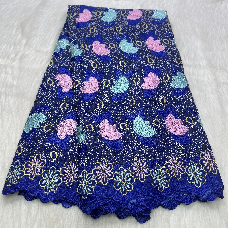 

5 ярдов африканская швейцарская вуаль кружевная ткань с вышивкой высокого качества с сухими камнями 100% хлопок в Дубае стиль для свадьбы 27L581203