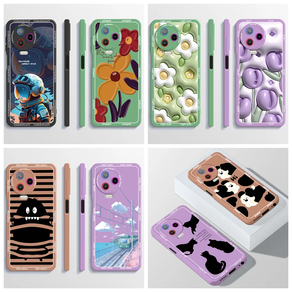 Infinix Note 12 Pro 4G Note12 2023 Note12Pro X676B X676C 충격 방지 소프트 뒷면 커버 Fundas 용 귀여운 우주 비행사 사각형 전화 케이스