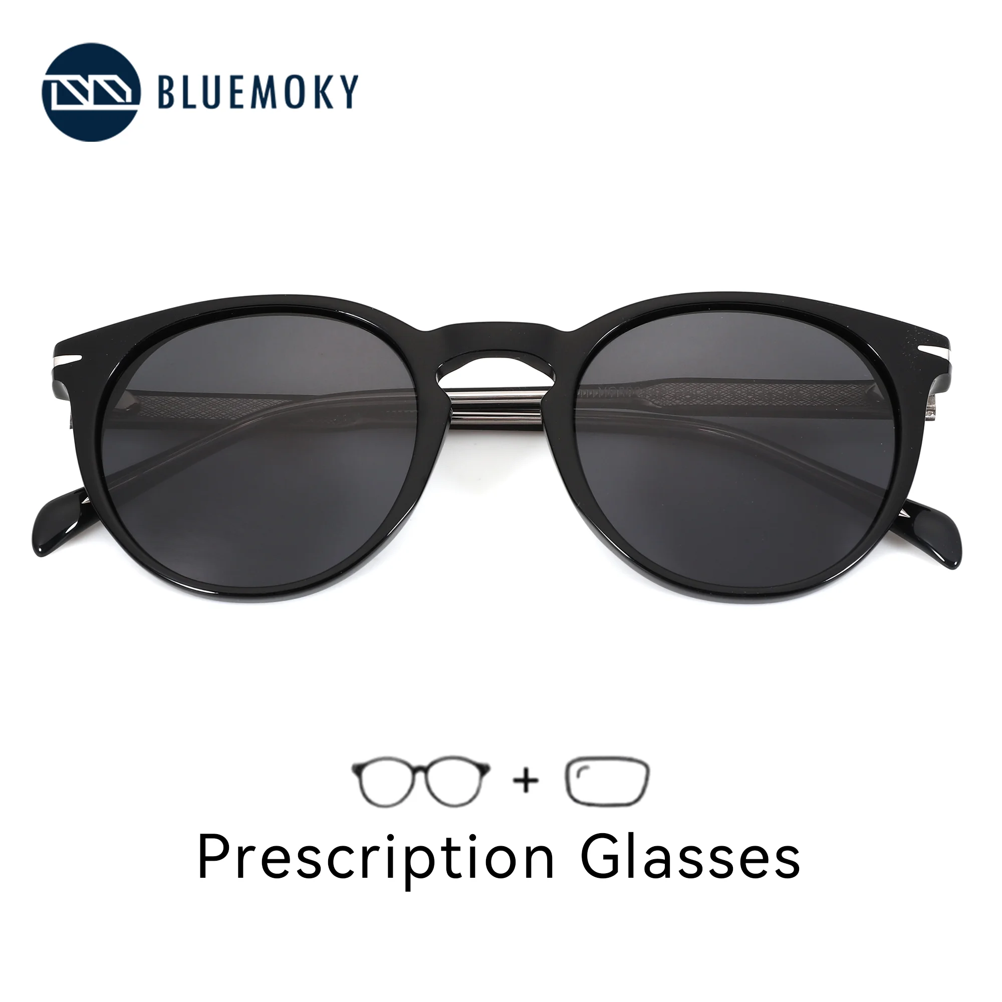 

BLUEMOKY S Size Round Acetate UV400 Prescription Sunglasses For Men Women Polarized Progressive Optical Sun Glasses For Driving