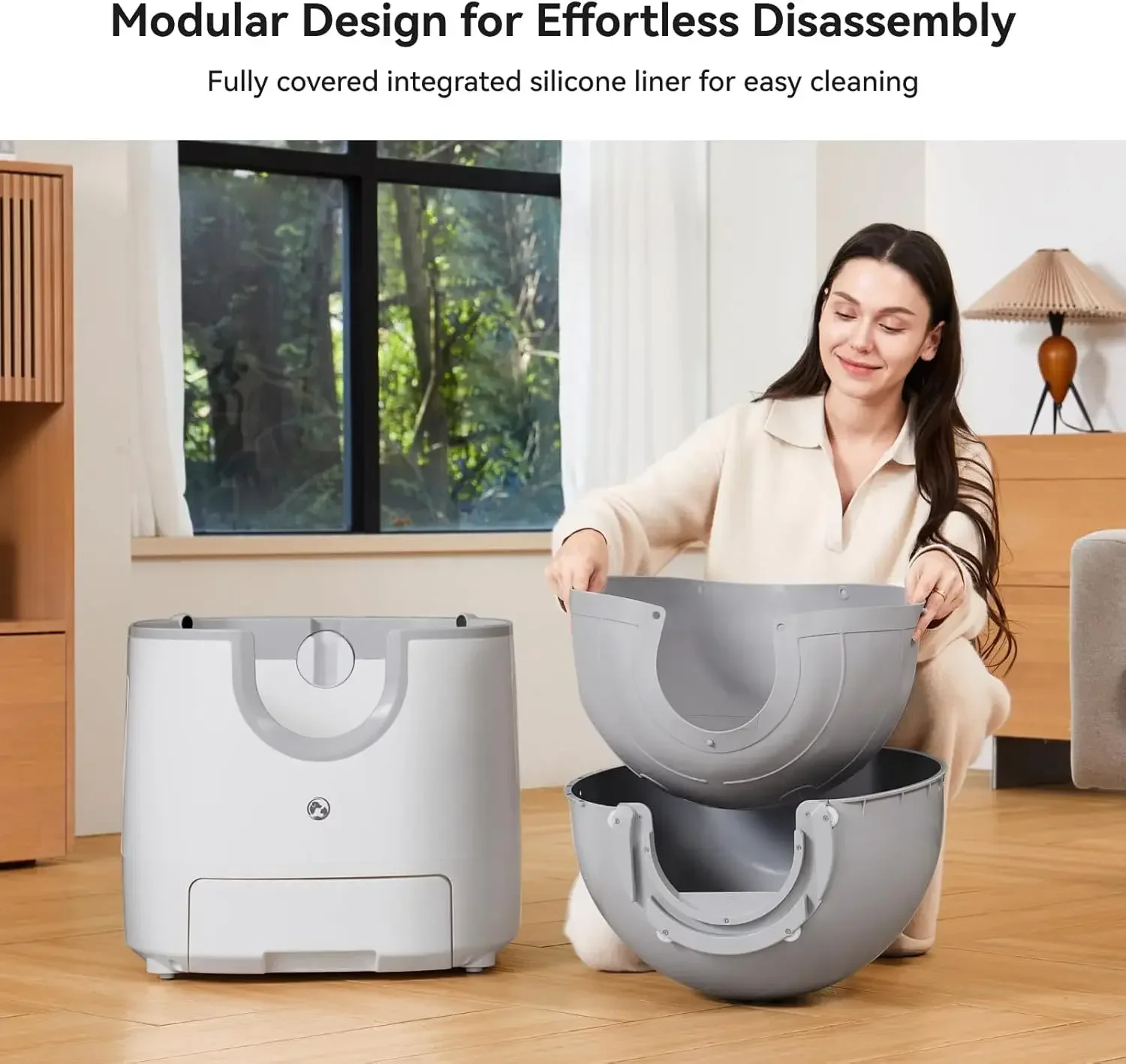 F8 Self-Cleaning Cat Litter Box – Large Capacity, Open-Top Design for Multi-Cat Homes, Enhanced Safety Features Includes Trash B