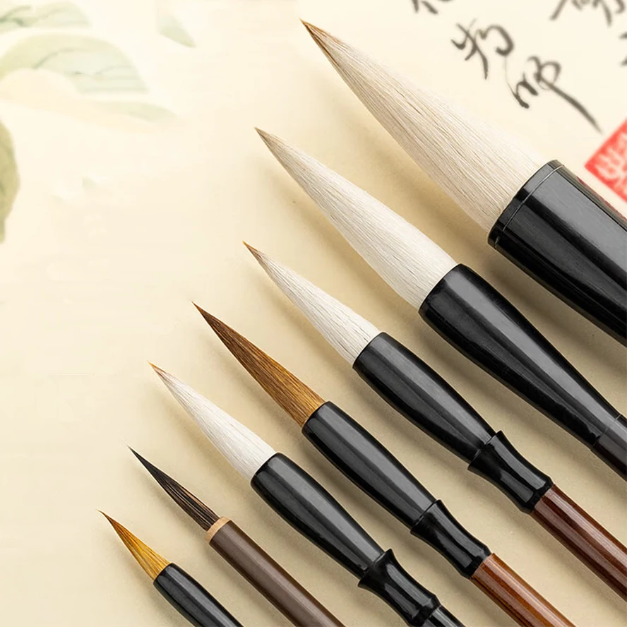 Professional Chinese Painting Brush Set Shanlian Wolf Goat Hair for Landscape Fine Art, Includes All: Brushes, Roll, Felt Mat