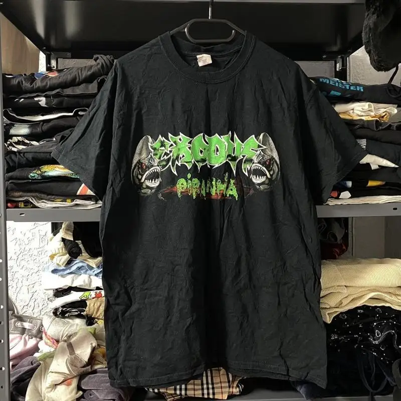 Exodus Piranha Attack Over Europe Black T Shirt Qt2348