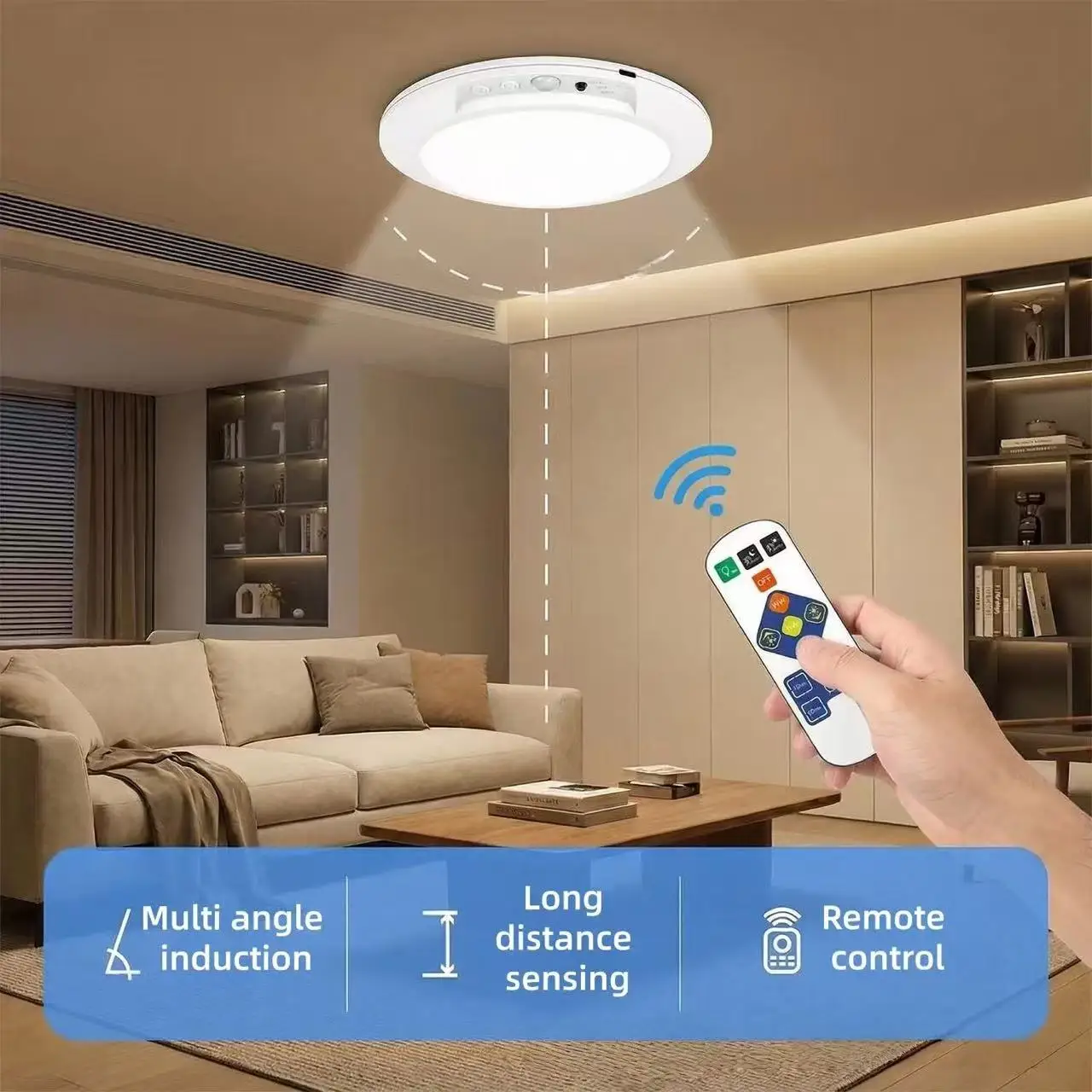 Motion Sensor Ceiling Light USB Type-C Rechargeable Magnetic Lamp Wireless Wall Lamp Remote LED Night Light For Kitchen Coatroom image 5