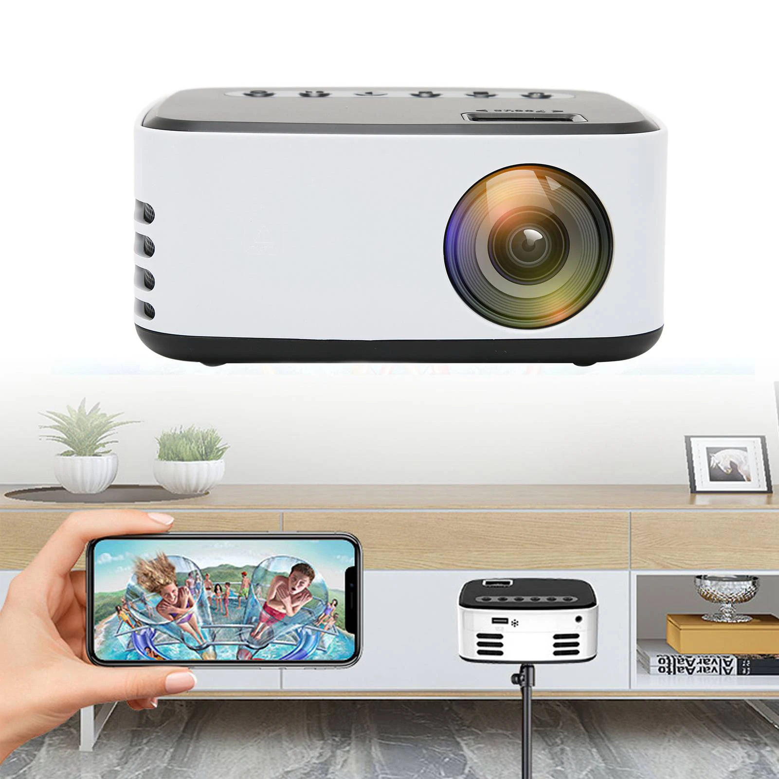

HD 1080P WiFi Mini Projector Portable Outdoor Home Theater Support Smartphone Tablet Laptop TV Stick USB/HDMI