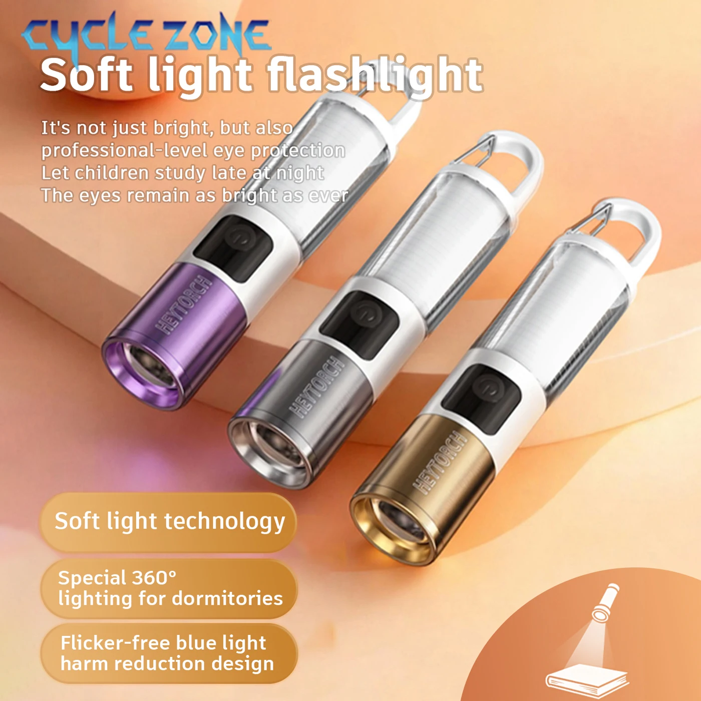 

Zoomable Flashlight with Side Lamp TYPE-C Rechargeable Torch Portable LED Flashlights Outdoor Camping Night Fishing Work Light