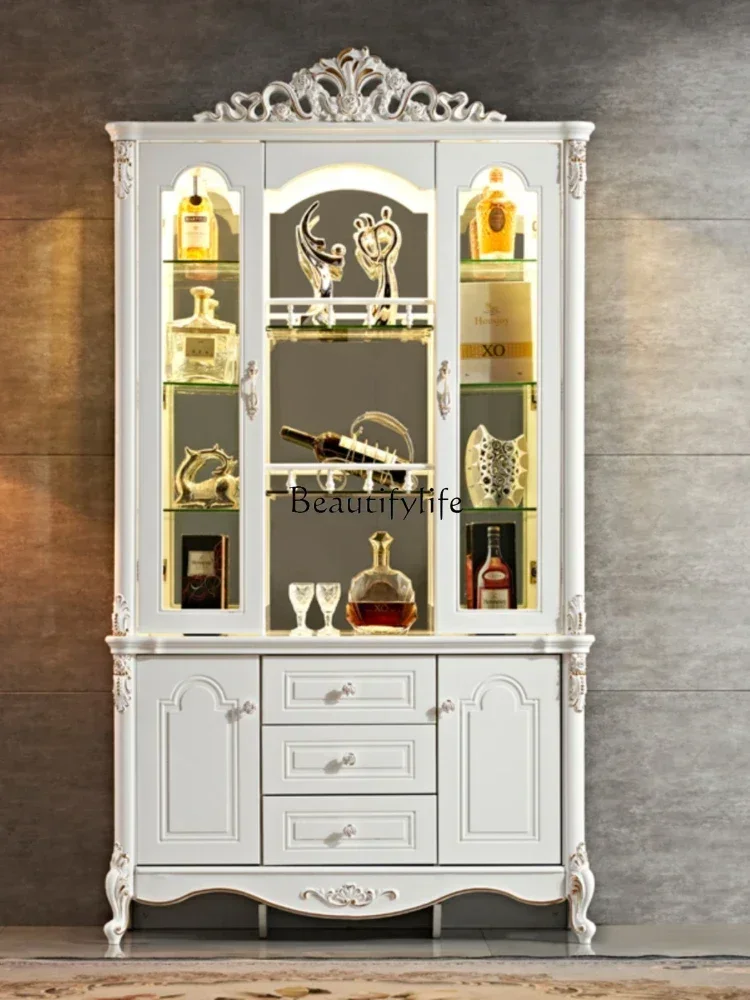 

European wine cabinet against the wall glass display American luxury decorative cabinet