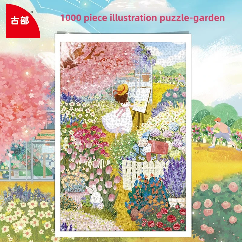 

Gubu Secret Garden Puzzle 1000 шт., игрушка для терапии для взрослых, весенний пейзаж, дизайн, снятие стресса, образовательный подарок, домашний декор, подарок
