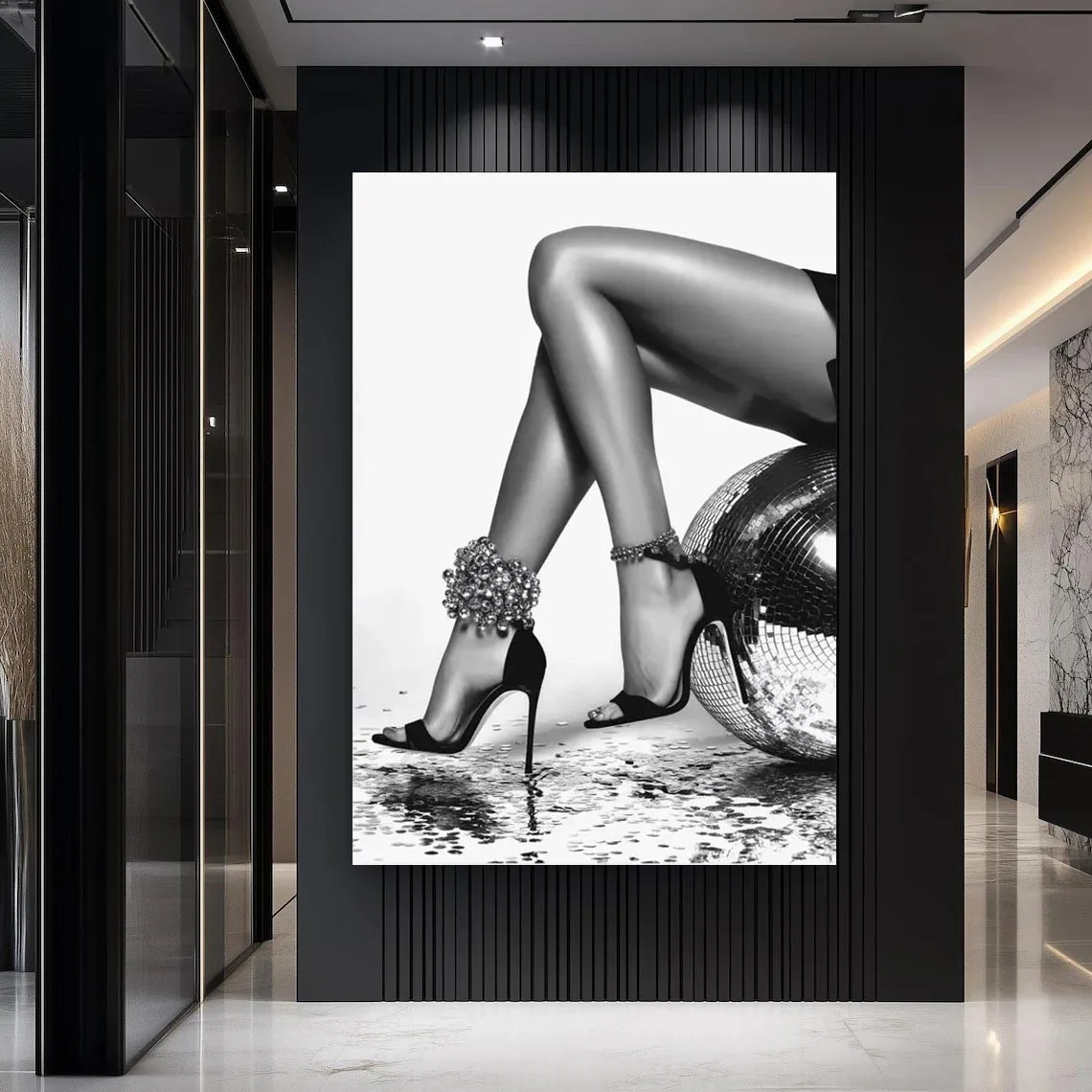 Glam Wall Art Disco Aesthetic High Heels Print Party Girl Poster Luxury Legs Art Room Decor Fashion Art Black White Feminine