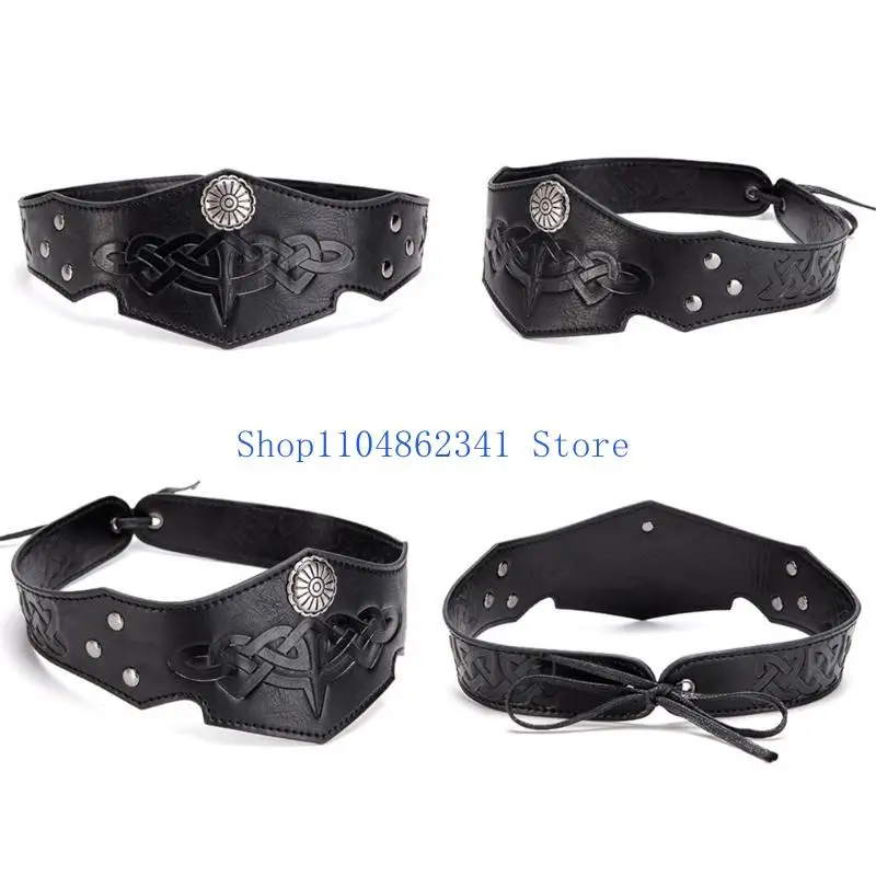 5ASD Medieval Relessed Leather Band Men Medieval Leation Capta