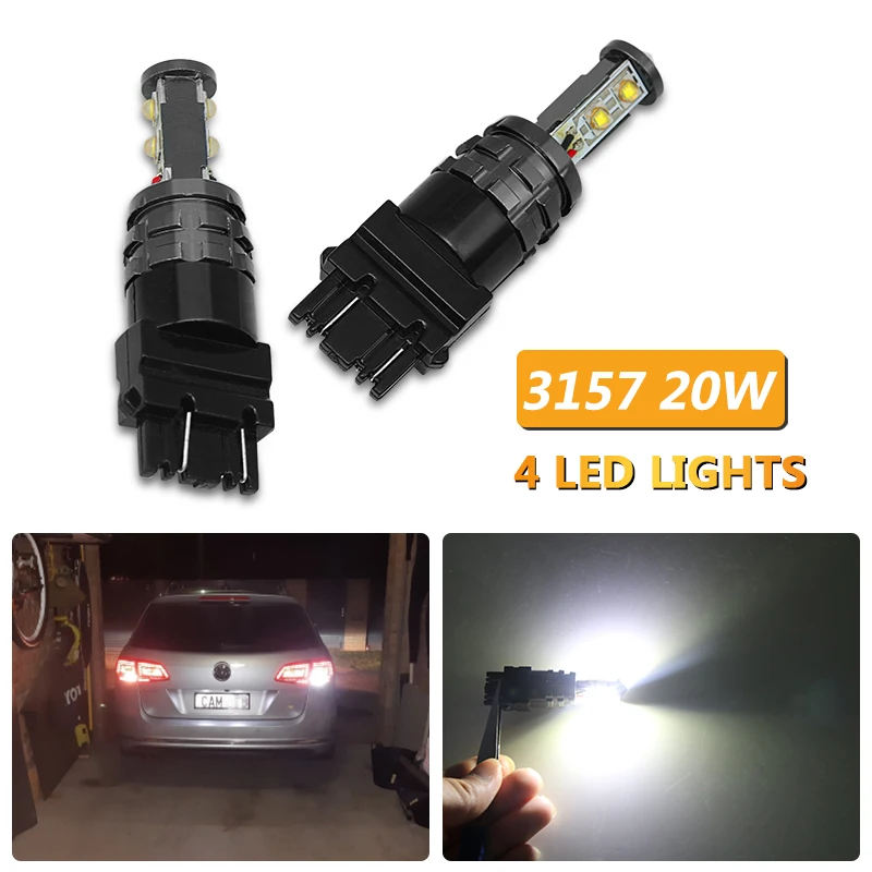 

Universal 2pcs 3157 P27/20W T25 LED Fog Light Bulbs DRL Daytime Running Lights Steering Lights White 7000K 12V Car Accessories