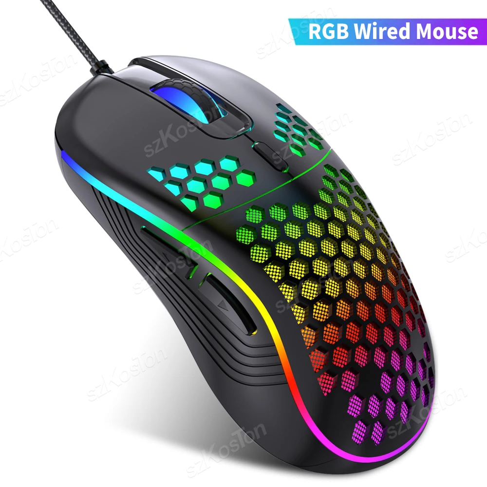 USB Honeycomb Wired Gaming Mouse RGB Backlight Mouses Adjustable DPI Ergonomic Mice for PC Computer Laptop Notebook Macbook