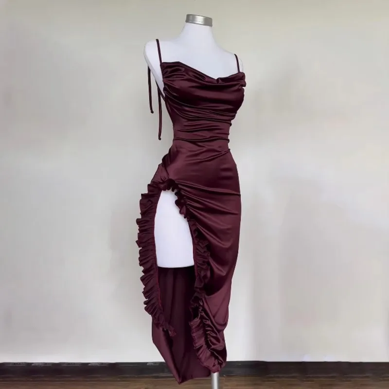 Sexy Ladies Suspender Dress Summer High-end Role Play Y2k Backless Hot Girl Temptation Irregular Evening Party Gown Dress