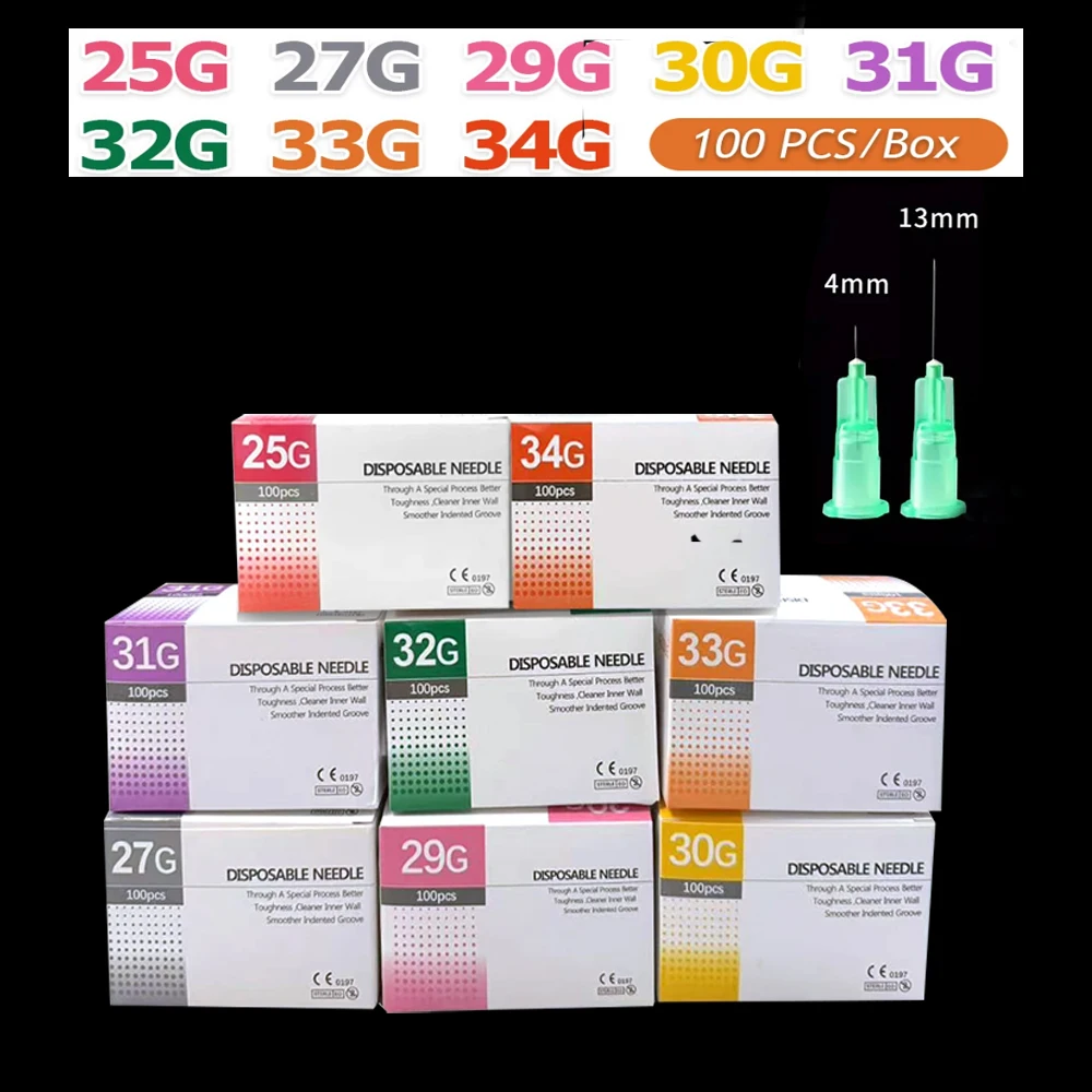 

18G 25G 27G 30G 31G 34G 31G Painless Small Superfine Beauty Needle Disposable Injection Piercing Needles 1.5/4/6/13mm