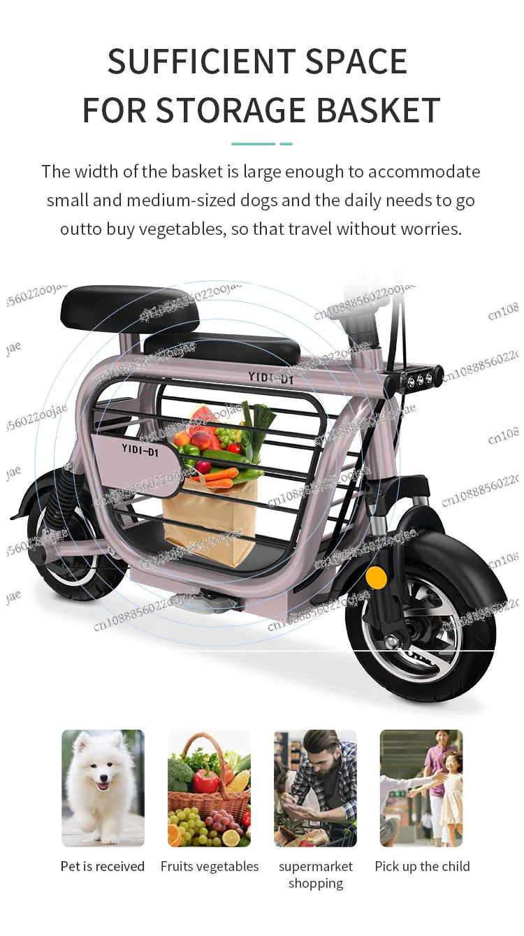 

High speed 30km/h 48V 400W portable 11 inch tire two wheel mini pet electric scooter with pet basket