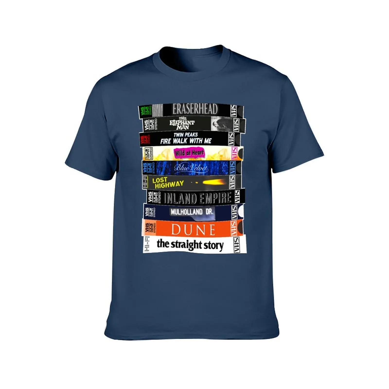David Lynch VHS Movie Stack T-Shirt t shirts for man graphic vintage man t shirt heavy cotton T-Shirt
