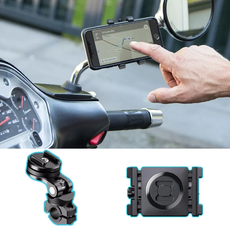 Connect Motorcycle Mobile Phone Back Clamp Holder For 10-16mm Mount-Mirror Cellphone Stand Scooter Bracket Support Compatible SP