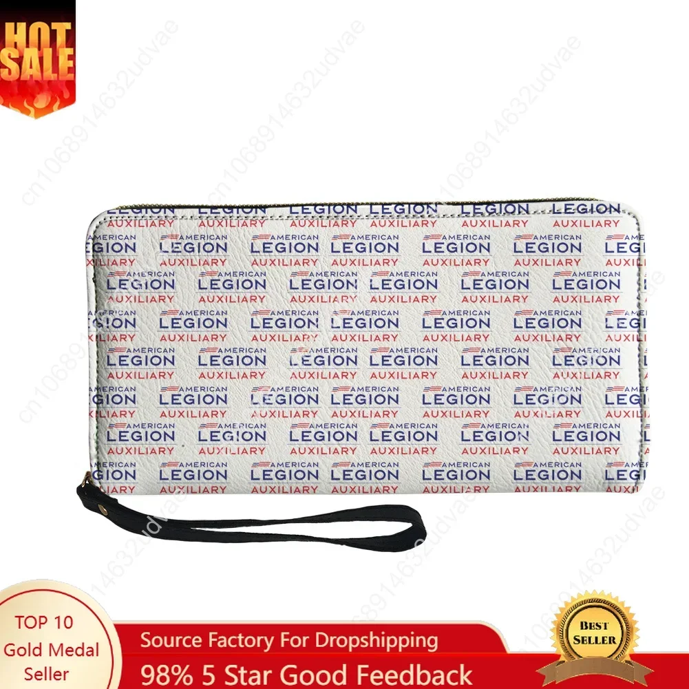 American Legion Logo Wallet Purse Mens Womens Teenagers Zipper Long Wallets Double Commuter Personalized Wallet Gift Bag